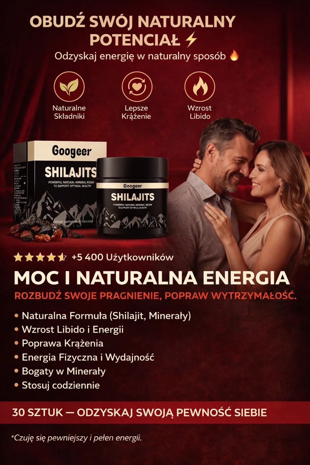 Shilajit Mumio – Naturalny Booster Testosteronu, Energii i Witalności dla Mężczyzn | Zapas na 2 Miesiące